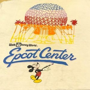 🌈RARE Vintage Disney Parks EPCOT Center Mickey Painting Spaceship Earth T-shirt